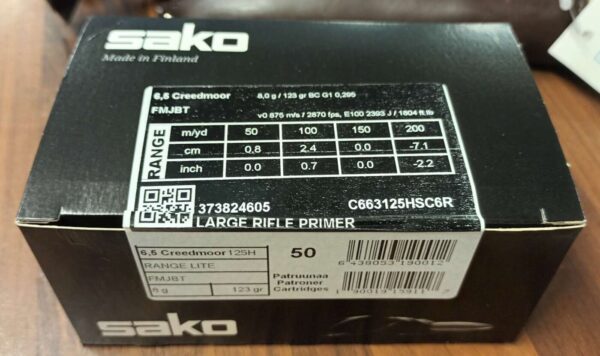 Sako Range Lite FMJBT 6,5 Creedmoor 8,0g 50KPL RASIA | range lite