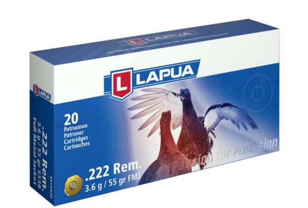 .222 Rem patruuna, FMJ, S569 3,6 g / 55 gr. | lapua 222